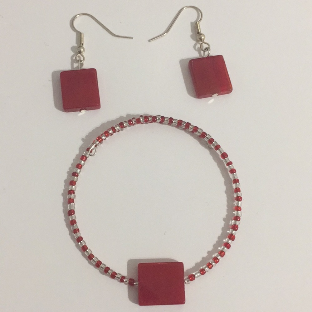 Red Square Jewelry Set